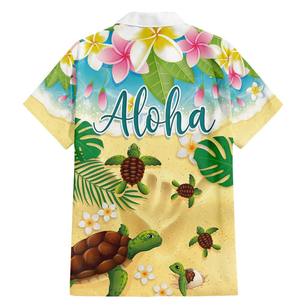 Aloha Turtle Family on The Beach Family Matching Tank Maxi Dress and Hawaiian Shirt with Hawaiian Colorful Plumeria