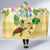 Aloha Turtle Family on The Beach Hooded Blanket with Hawaiian Colorful Plumeria