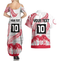 Cook Islands Marathon 2025-Pursuit in Paradise Couples Matching Summer Maxi Dress and Hawaiian Shirt Red Color