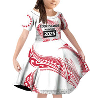 Cook Islands Marathon 2025-Pursuit in Paradise Family Matching Off Shoulder Short Dress and Hawaiian Shirt Red Color