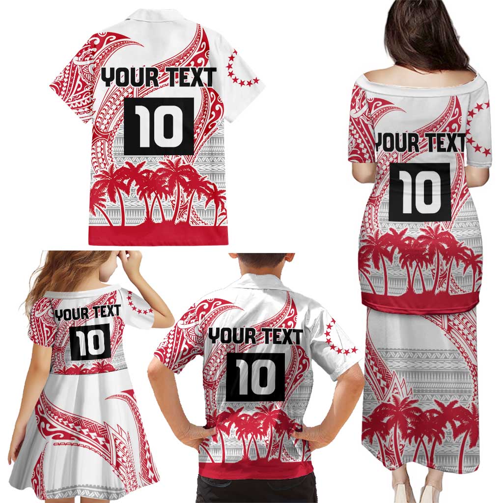 Cook Islands Marathon 2025-Pursuit in Paradise Family Matching Puletasi and Hawaiian Shirt Red Color