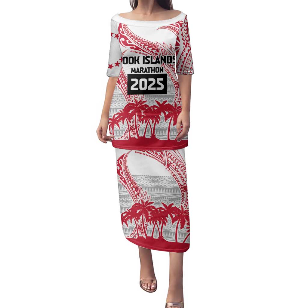 Cook Islands Marathon 2025-Pursuit in Paradise Family Matching Puletasi and Hawaiian Shirt Red Color