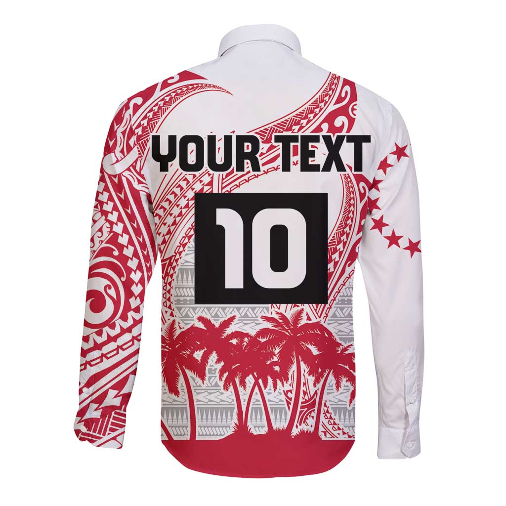 Cook Islands Marathon 2025-Pursuit in Paradise Long Sleeve Button Shirt Red Color