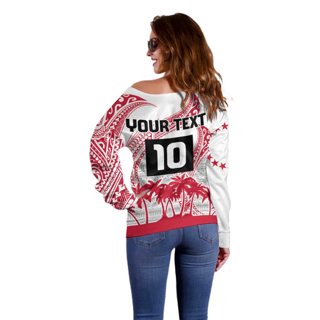 Cook Islands Marathon 2025-Pursuit in Paradise Off Shoulder Sweater Red Color