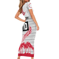 Cook Islands Marathon 2025-Pursuit in Paradise Short Sleeve Bodycon Dress Red Color