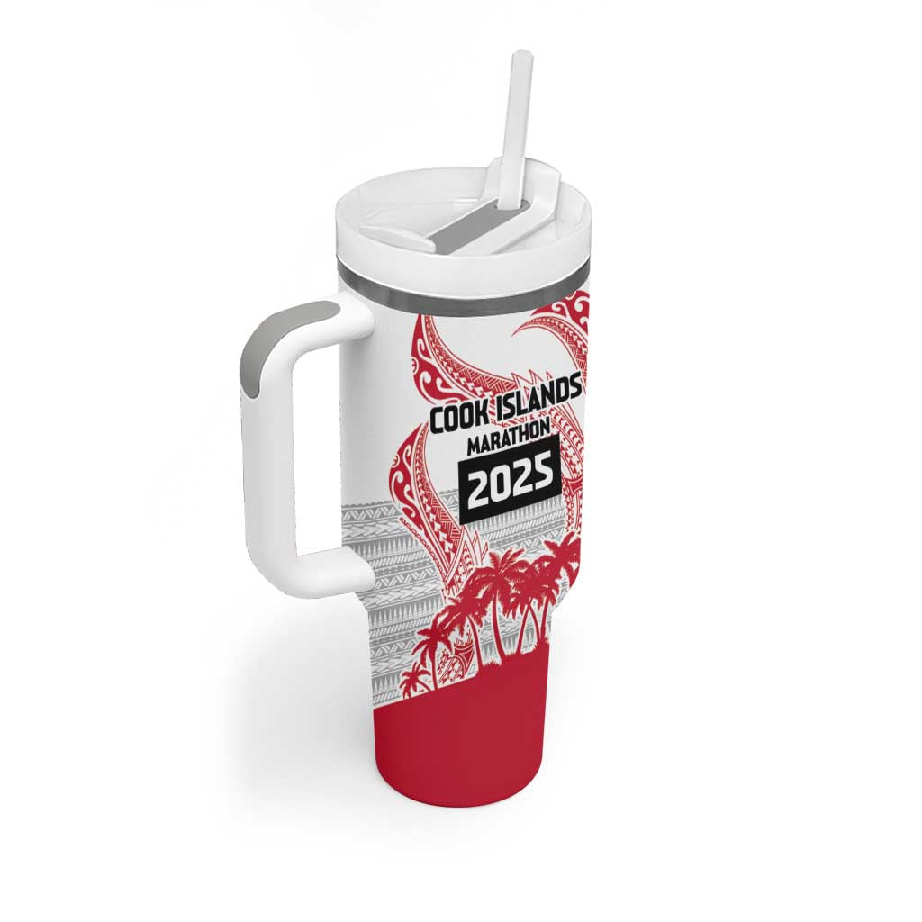 Cook Islands Marathon 2025-Pursuit in Paradise Tumbler With Handle Red Color