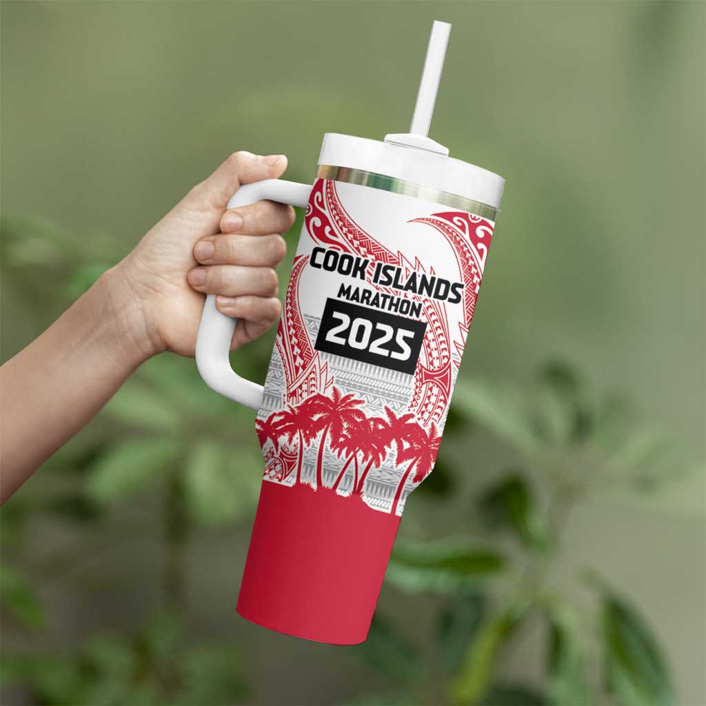 Cook Islands Marathon 2025-Pursuit in Paradise Tumbler With Handle Red Color