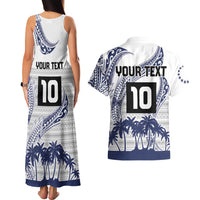 Cook Islands Marathon 2025-Pursuit in Paradise Couples Matching Tank Maxi Dress and Hawaiian Shirt Blue Color