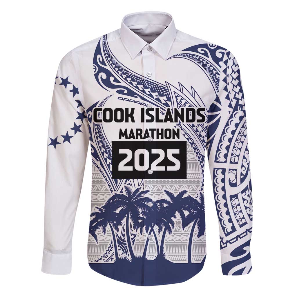 Cook Islands Marathon 2025-Pursuit in Paradise Family Matching Long Sleeve Bodycon Dress and Hawaiian Shirt Blue Color