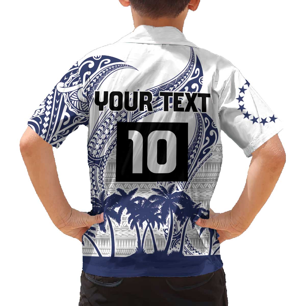 Cook Islands Marathon 2025-Pursuit in Paradise Family Matching Off The Shoulder Long Sleeve Dress and Hawaiian Shirt Blue Color