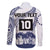 Cook Islands Marathon 2025-Pursuit in Paradise Family Matching Off The Shoulder Long Sleeve Dress and Hawaiian Shirt Blue Color