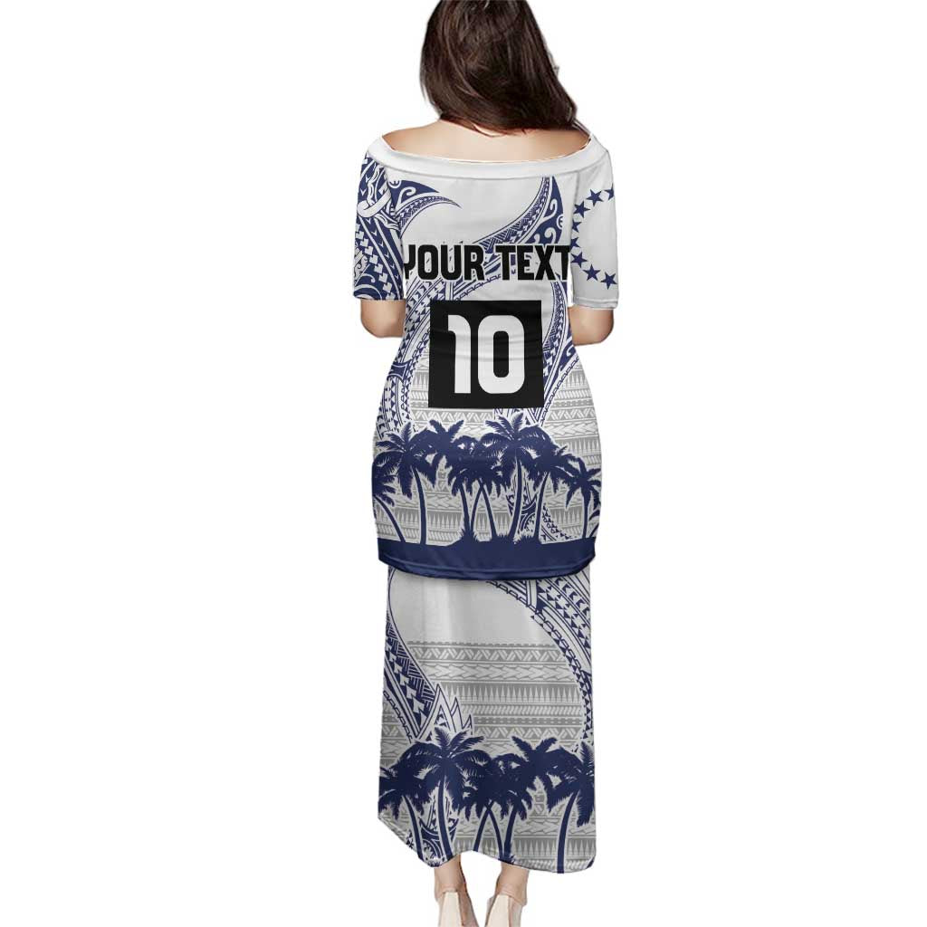 Cook Islands Marathon 2025-Pursuit in Paradise Family Matching Puletasi and Hawaiian Shirt Blue Color