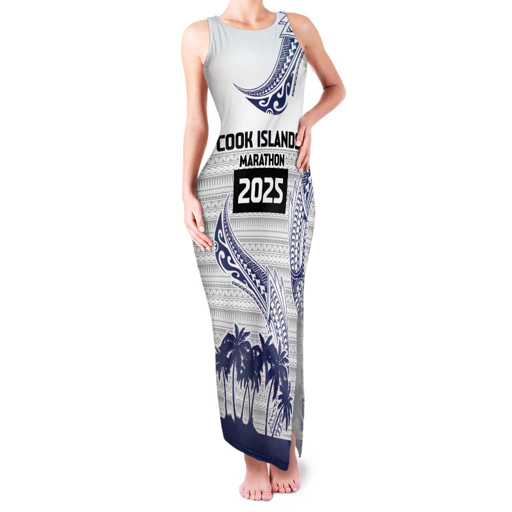 Cook Islands Marathon 2025-Pursuit in Paradise Family Matching Tank Maxi Dress and Hawaiian Shirt Blue Color