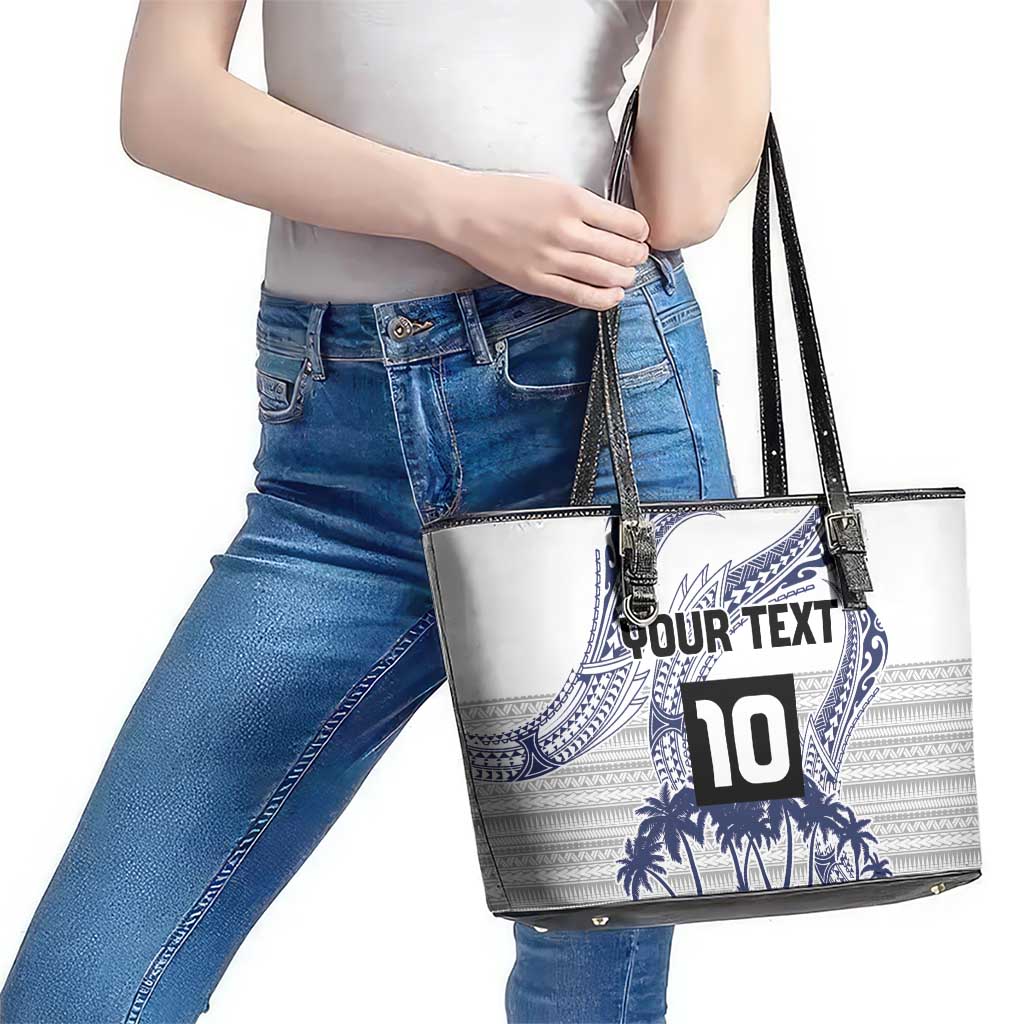 Cook Islands Marathon 2025-Pursuit in Paradise Leather Tote Bag Blue Color