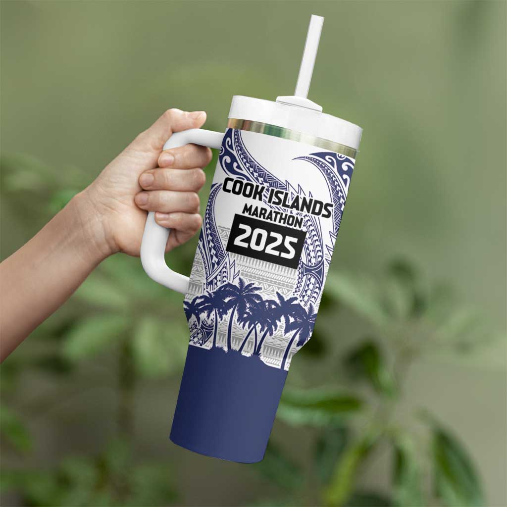 Cook Islands Marathon 2025-Pursuit in Paradise Tumbler With Handle Blue Color
