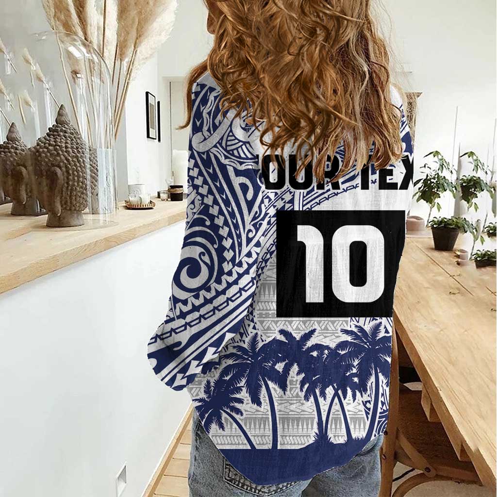 Cook Islands Marathon 2025-Pursuit in Paradise Women Casual Shirt Blue Color