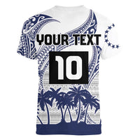 Cook Islands Marathon 2025-Pursuit in Paradise Women V-Neck T-Shirt Blue Color