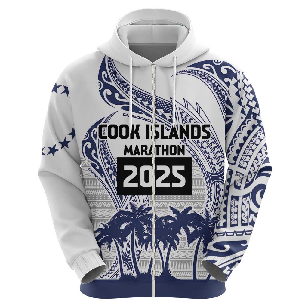 Cook Islands Marathon 2025-Pursuit in Paradise Zip Hoodie Blue Color