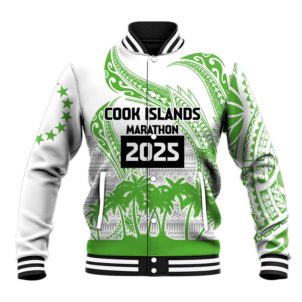Cook Islands Marathon 2025-Pursuit in Paradise Baseball Jacket Green Color