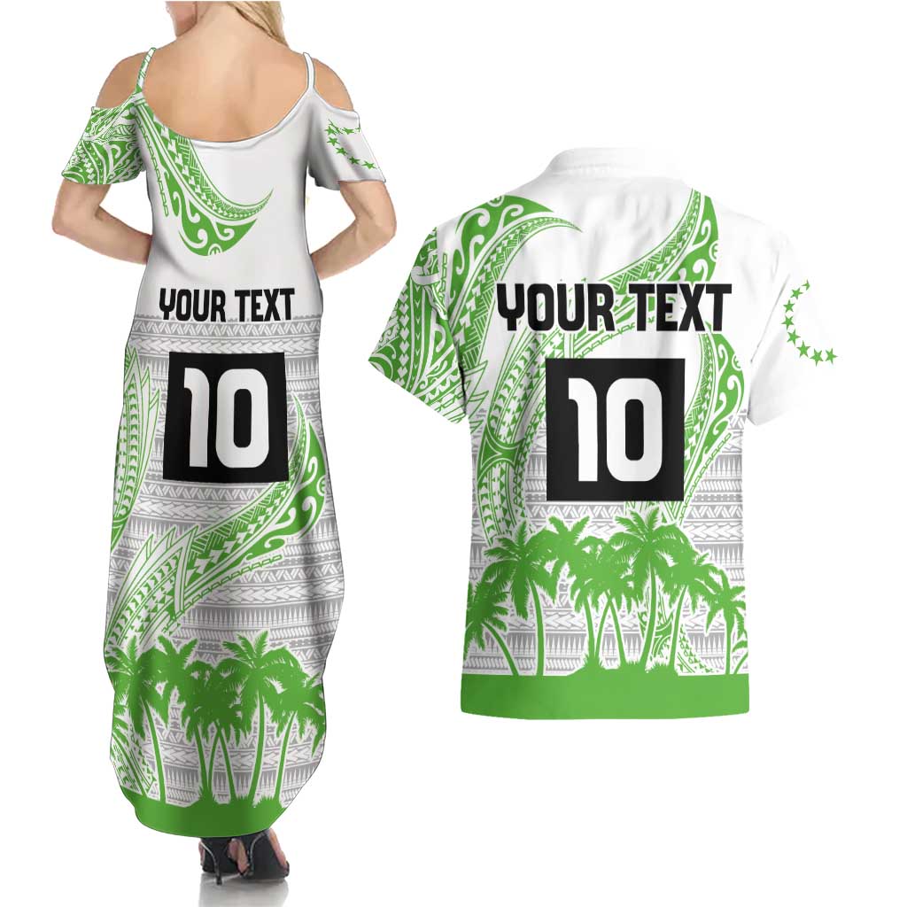 Cook Islands Marathon 2025-Pursuit in Paradise Couples Matching Summer Maxi Dress and Hawaiian Shirt Green Color