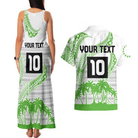Cook Islands Marathon 2025-Pursuit in Paradise Couples Matching Tank Maxi Dress and Hawaiian Shirt Green Color