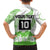 Cook Islands Marathon 2025-Pursuit in Paradise Family Matching Off The Shoulder Long Sleeve Dress and Hawaiian Shirt Green Color