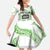 Cook Islands Marathon 2025-Pursuit in Paradise Family Matching Off The Shoulder Long Sleeve Dress and Hawaiian Shirt Green Color