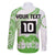 Cook Islands Marathon 2025-Pursuit in Paradise Family Matching Off The Shoulder Long Sleeve Dress and Hawaiian Shirt Green Color