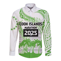 Cook Islands Marathon 2025-Pursuit in Paradise Long Sleeve Button Shirt Green Color