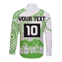 Cook Islands Marathon 2025-Pursuit in Paradise Long Sleeve Button Shirt Green Color