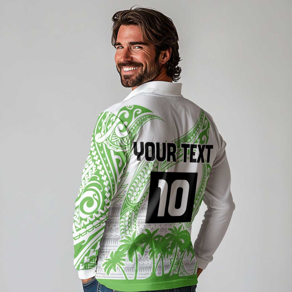 Cook Islands Marathon 2025-Pursuit in Paradise Long Sleeve Polo Shirt Green Color