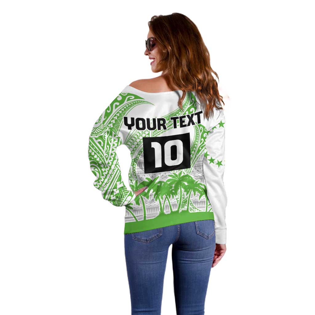Cook Islands Marathon 2025-Pursuit in Paradise Off Shoulder Sweater Green Color