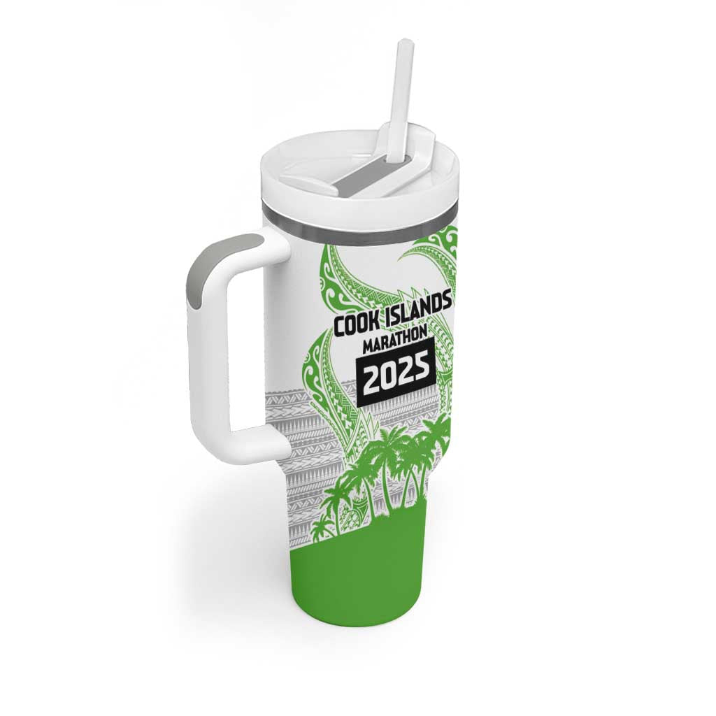 Cook Islands Marathon 2025-Pursuit in Paradise Tumbler With Handle Green Color