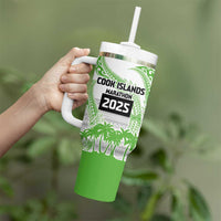 Cook Islands Marathon 2025-Pursuit in Paradise Tumbler With Handle Green Color