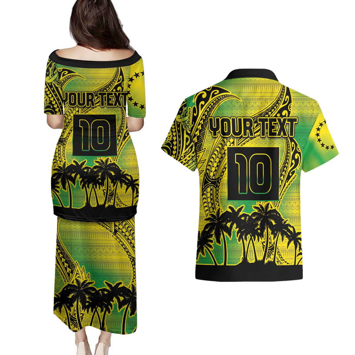 Cook Islands Marathon 2025-Pursuit in Paradise Couples Matching Puletasi and Hawaiian Shirt Special Edition
