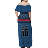 Custom Toa Samoa Rugby Off Shoulder Maxi Dress Samoan Warrior Ula Fala Tribal Pattern LT03