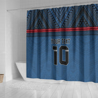 Custom Toa Samoa Rugby Shower Curtain Samoan Warrior Ula Fala Tribal Pattern