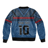 Custom Toa Samoa Rugby Sleeve Zip Bomber Jacket Samoan Warrior Ula Fala Tribal Pattern LT03 - Polynesian Pride