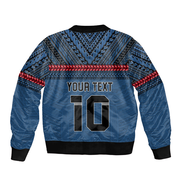 Samoa Rugby Sleeve Zip Bomber Jacket Manu Samoa Ula Fala Dabbing Ball Polynesian Gold Version LT14 main image 1