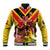 Custom Papua New Guinea Rugby Baseball Jacket Bird of Paradise and Hibiscus Polynesian Pattern Yellow Color LT03
