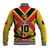 Custom Papua New Guinea Rugby Baseball Jacket Bird of Paradise and Hibiscus Polynesian Pattern Yellow Color LT03