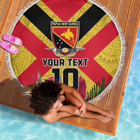 Custom Papua New Guinea Rugby Beach Blanket Bird of Paradise and Hibiscus Polynesian Pattern Yellow Color