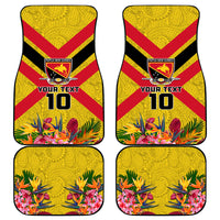 Custom Papua New Guinea Rugby Car Mats Bird of Paradise and Hibiscus Polynesian Pattern Yellow Color