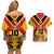 Custom Papua New Guinea Rugby Couples Matching Off Shoulder Short Dress and Hawaiian Shirt Bird of Paradise and Hibiscus Polynesian Pattern Yellow Color LT03