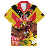 Custom Papua New Guinea Rugby Family Matching Off Shoulder Short Dress and Hawaiian Shirt Bird of Paradise and Hibiscus Polynesian Pattern Yellow Color LT03 Dad's Shirt - Short Sleeve Yellow - Polynesian Pride