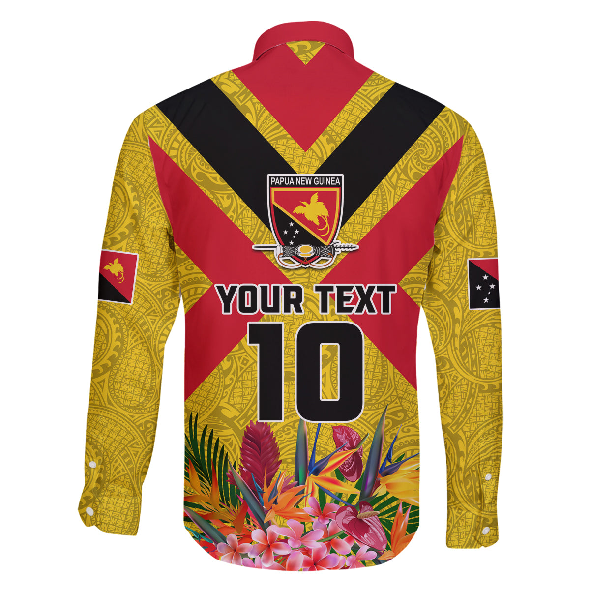 Custom Papua New Guinea Rugby Family Matching Off Shoulder Short Dress and Hawaiian Shirt Bird of Paradise and Hibiscus Polynesian Pattern Yellow Color LT03 - Polynesian Pride