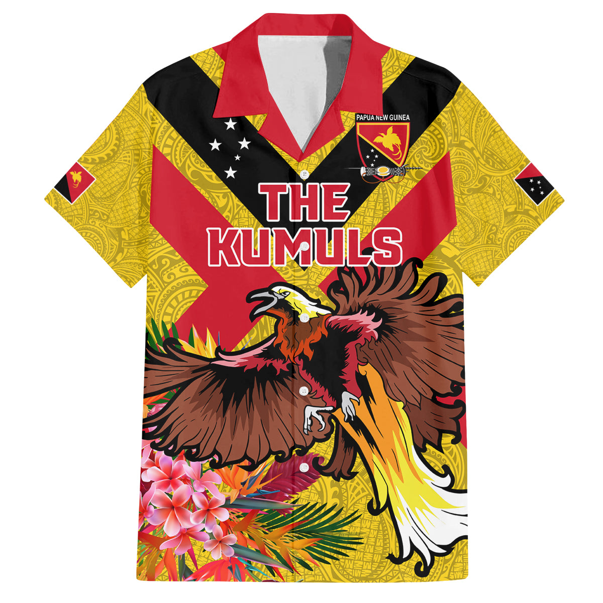 Custom Papua New Guinea Rugby Family Matching Tank Maxi Dress and Hawaiian Shirt Bird of Paradise and Hibiscus Polynesian Pattern Yellow Color LT03 Dad's Shirt - Short Sleeve Yellow - Polynesian Pride