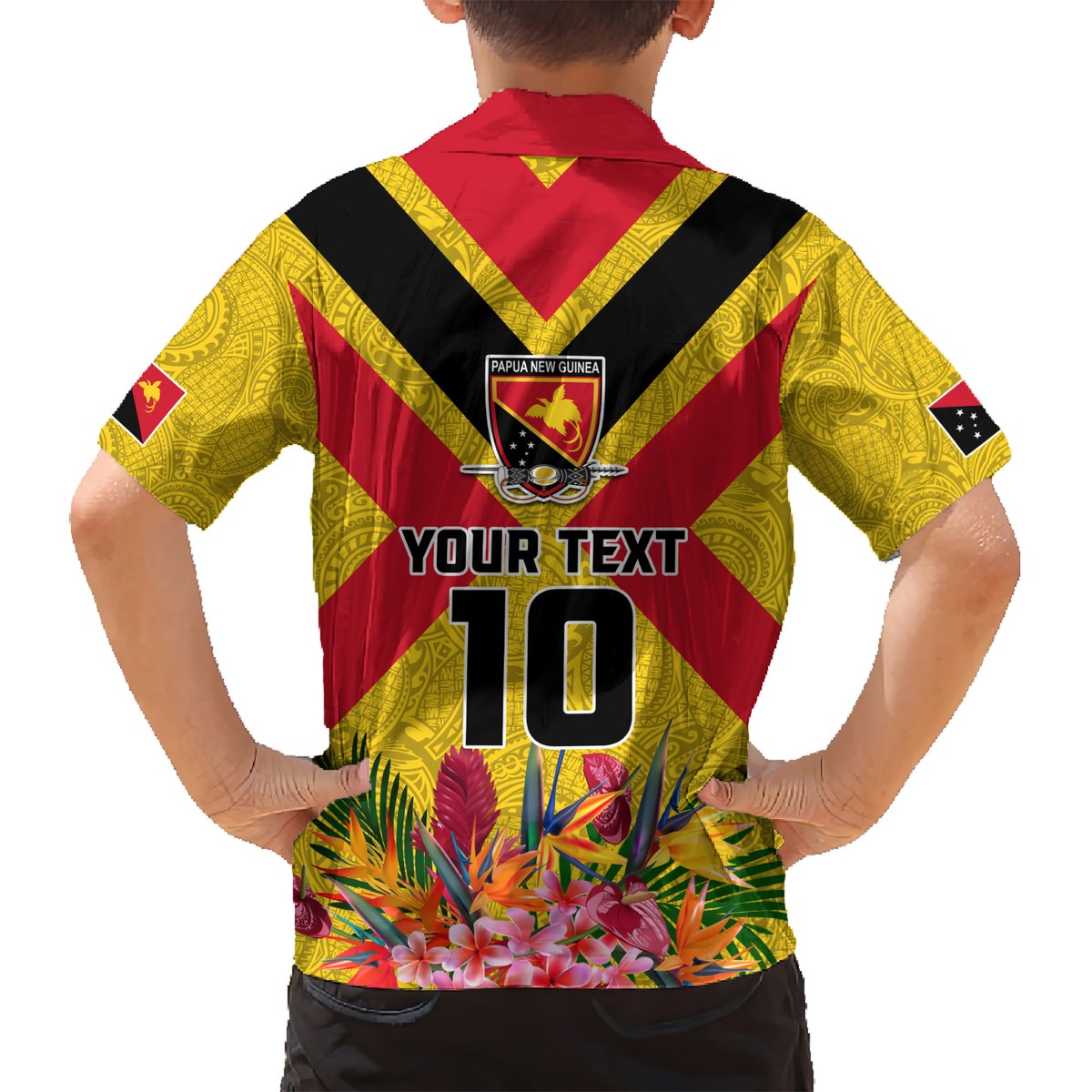 Custom Papua New Guinea Rugby Hawaiian Shirt Bird of Paradise and Hibiscus Polynesian Pattern Yellow Color LT03 - Polynesian Pride