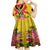 Custom Papua New Guinea Rugby Kid Short Sleeve Dress Bird of Paradise and Hibiscus Polynesian Pattern Yellow Color LT03