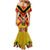 Custom Papua New Guinea Rugby Mermaid Dress Bird of Paradise and Hibiscus Polynesian Pattern Yellow Color LT03